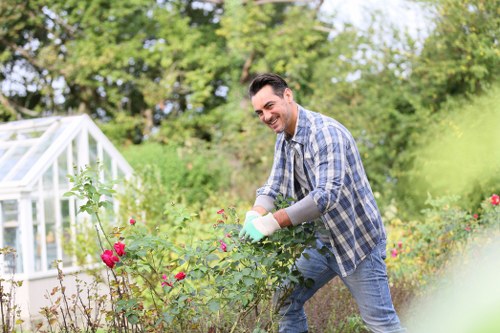 Garden professional using specialized equipment